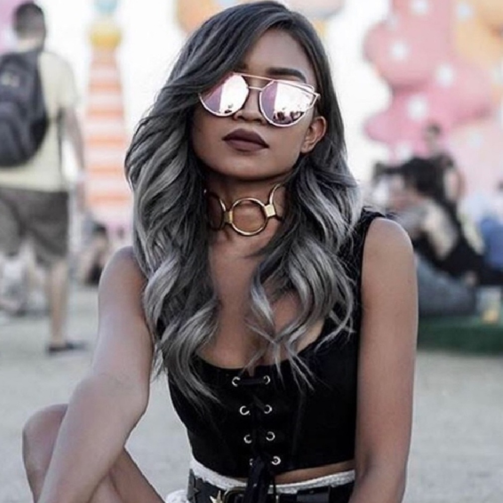 🍭5/$25 Rose Gold Mirrored Cat Eye Sunglasses - Picture 3 of 8